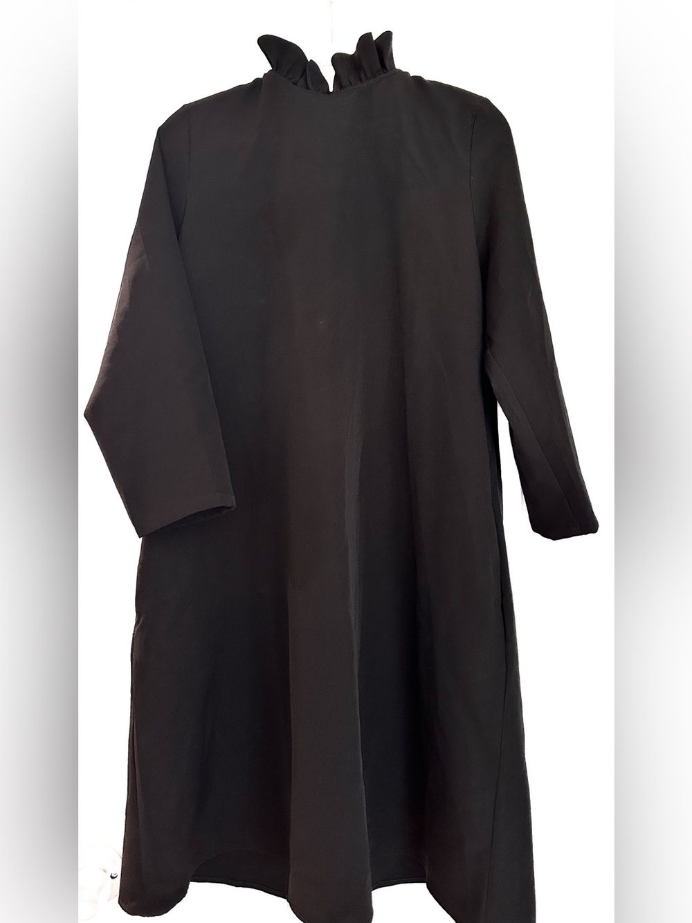Tuckernuck Black Ruffle-Neck Bow-Shoulder Long-Sleeve Dress - Picture 6 of 9